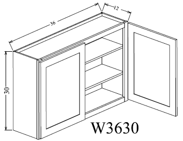 W3630 Shaker Style Wall Cabinet 36"Wx30"Hx12"D