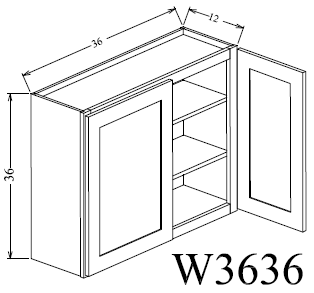 W3636 Shaker Style Wall Cabinet 36"Wx36"Hx12"D
