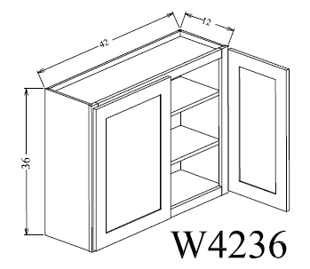 W4236 Shaker Style Wall Cabinet 42"Wx36"Hx12"D