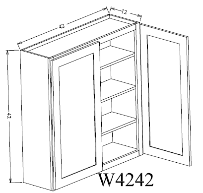 W4242 Shaker Style Wall Cabinet 42"Wx42"Hx12"D