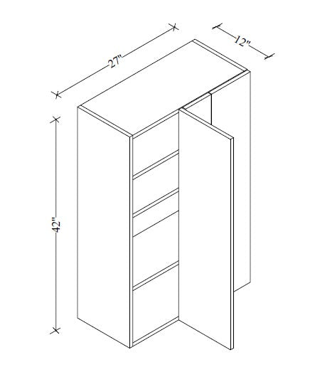 WBC2742 Wall Blind Corner Cabinet 27"Wx42"Hx12"D