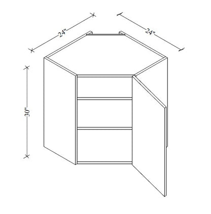 WDC2430 Wall Diagonal Corner Cabinet 24"Wx30"Hx12"D