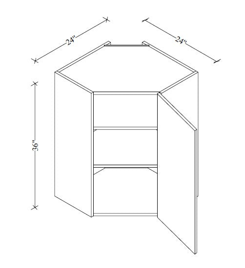 WDC2436 Wall Diagonal Corner Cabinet 24"Wx36"Hx12"D