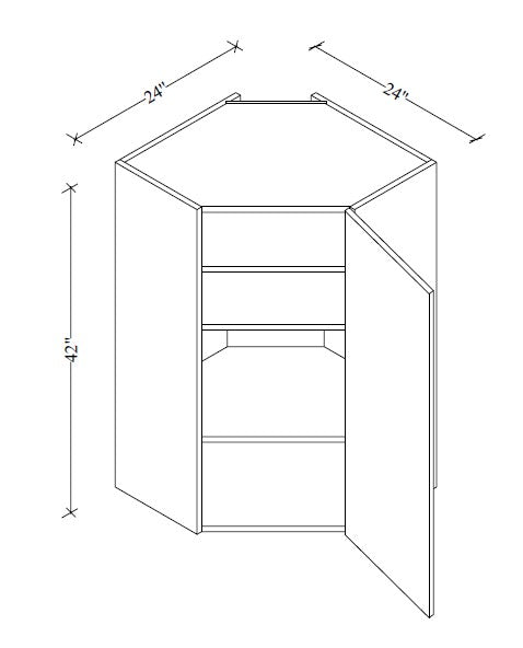 WDC2442 Wall Diagonal Corner Cabinet 24"Wx42"Hx12"D