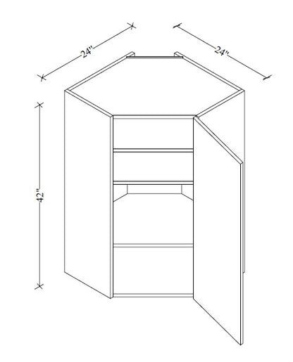 WDC2442 Wall Diagonal Corner Cabinet 24"Wx42"Hx12"D