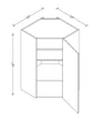 WDC2442 Wall Diagonal Corner Cabinet 24"Wx42"Hx12"D