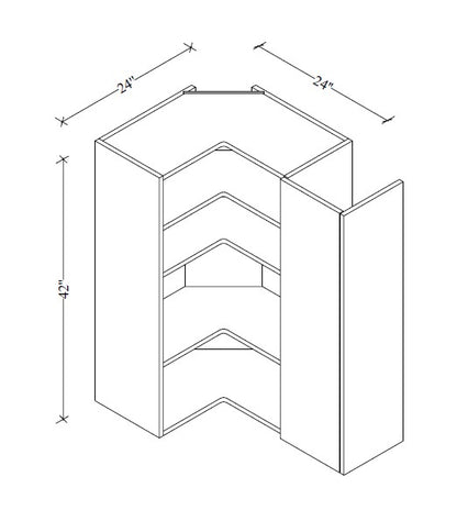 WER2442 Frameless European Style Wall Easy Reach Cabinet 24"Wx42"Hx12"D