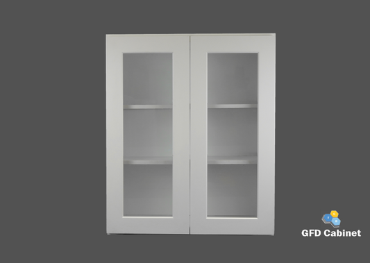 W3030GD Shaker Style Wall Cabinet With Glass Door 30"Wx30"Hx12"D