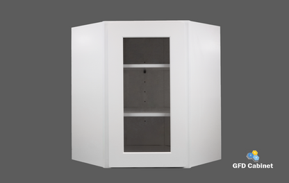 WDC2442GD Shaker Style Wall Diagonal Corner Cabinet With Glass Door 24"Wx42"Hx12"D