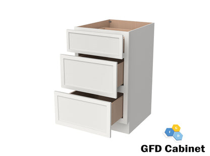 3DB18 Slim Shaker 3-Drawer Base Cabinet 18"Wx34-1/2"Hx24"D