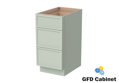 3DB18 Slim Shaker 3-Drawer Base Cabinet 18"Wx34-1/2"Hx24"D