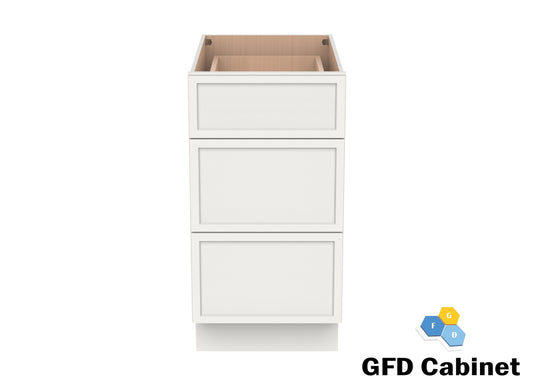 3DB15 Slim Shaker 3-Drawer Base Cabinet 15"Wx34-1/2"Hx24"D