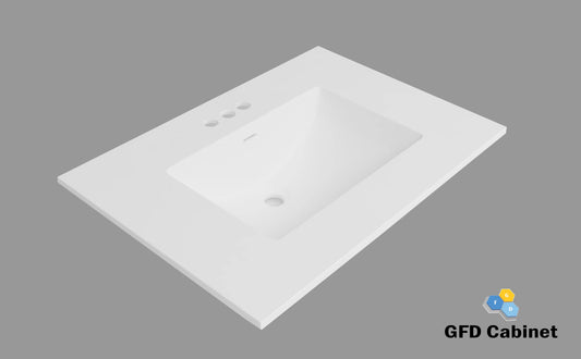 GFD-SNK-101 Acrylic Single Bathroom Vanity Top with Sink in White