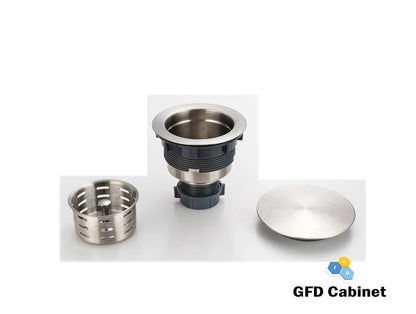 A-D-SS-03-BN Brushed Nickel Kitchen Basket Strainer with Full Cover, Fits all 3 1/2 drain opening