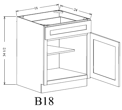 B18 Shaker Base Cabinet 18"Wx34-1/2"Hx24"D