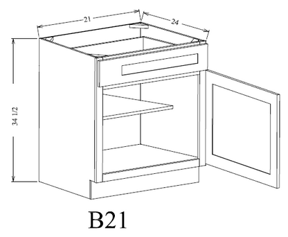 B21 Shaker Base Cabinet 21"Wx34-1/2"Hx24"D