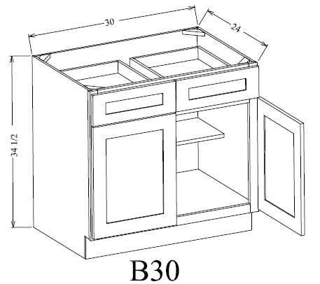 B30 Shaker Base Cabinet 30"Wx34-1/2"Hx24"D