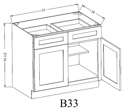 B33 Shaker Base Cabinet 33"Wx34-1/2"Hx24"D