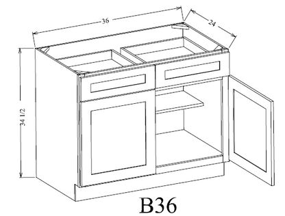 B36 Shaker Base Cabinet 36"Wx34-1/2"Hx24"D
