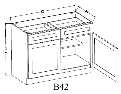 B42 Shaker Base Cabinet 42"Wx34-1/2"Hx24"D