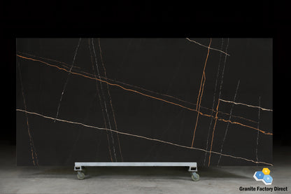 Calacatta Black Quartz GFD118 Countertop Prefab and Slab for sale