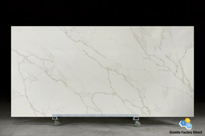 Calacatta Imperial Quartz GFD092 Countertop Prefab and Slab for sale