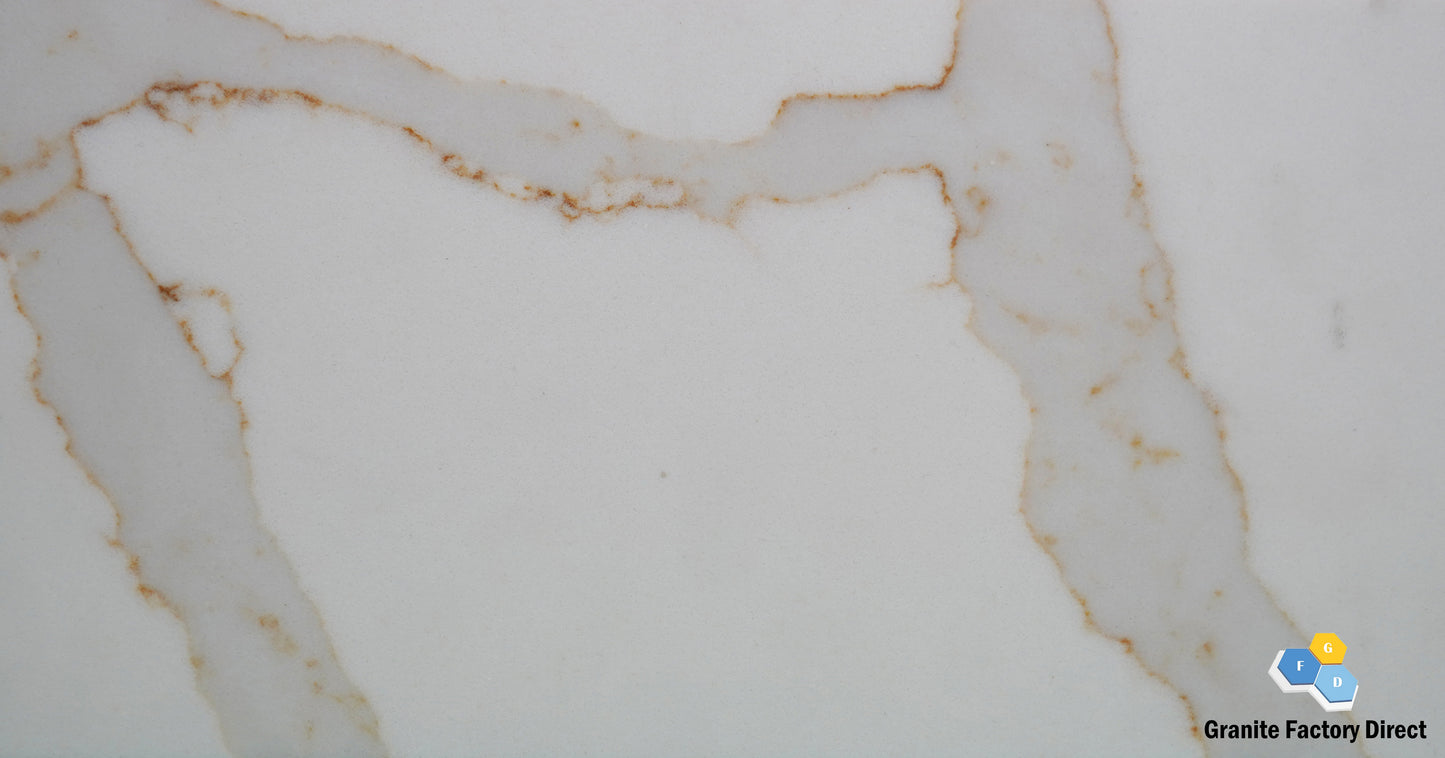 Calacatta Imperial Quartz GFD092 Countertop Prefab and Slab for sale