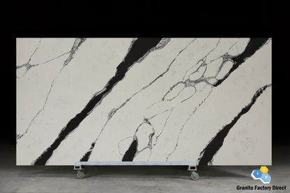 Calacatta Unique Quartz GFD073 Countertop Prefab for sale