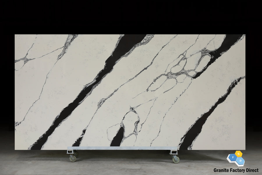 Calacatta Unique Quartz GFD073 Countertop Prefab for sale