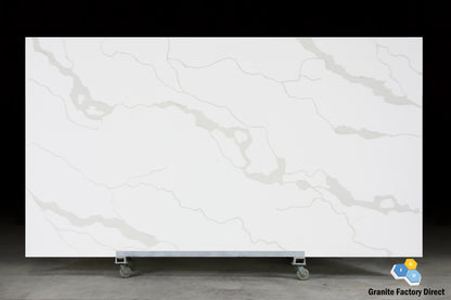 Calacatta Vencinza Quartz GFD100B Countertop Prefab and Slab for sale