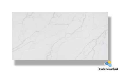 Statuario White Quartz GFD111 Countertop Prefab and Slab for sale
