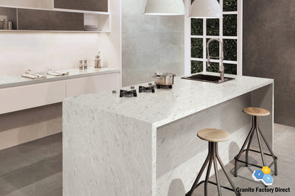 White Fusion Quartz GFD121 Countertop Prefab and Slab for sale