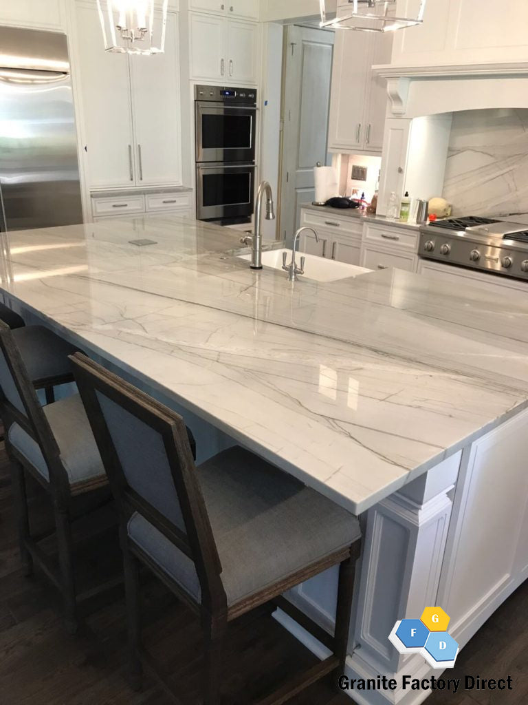 White Macaubas Quartzite Countertop Prefab for sale